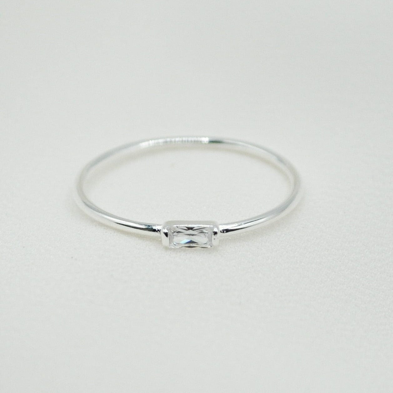 Sterling Silver Diamond Baguette Ring