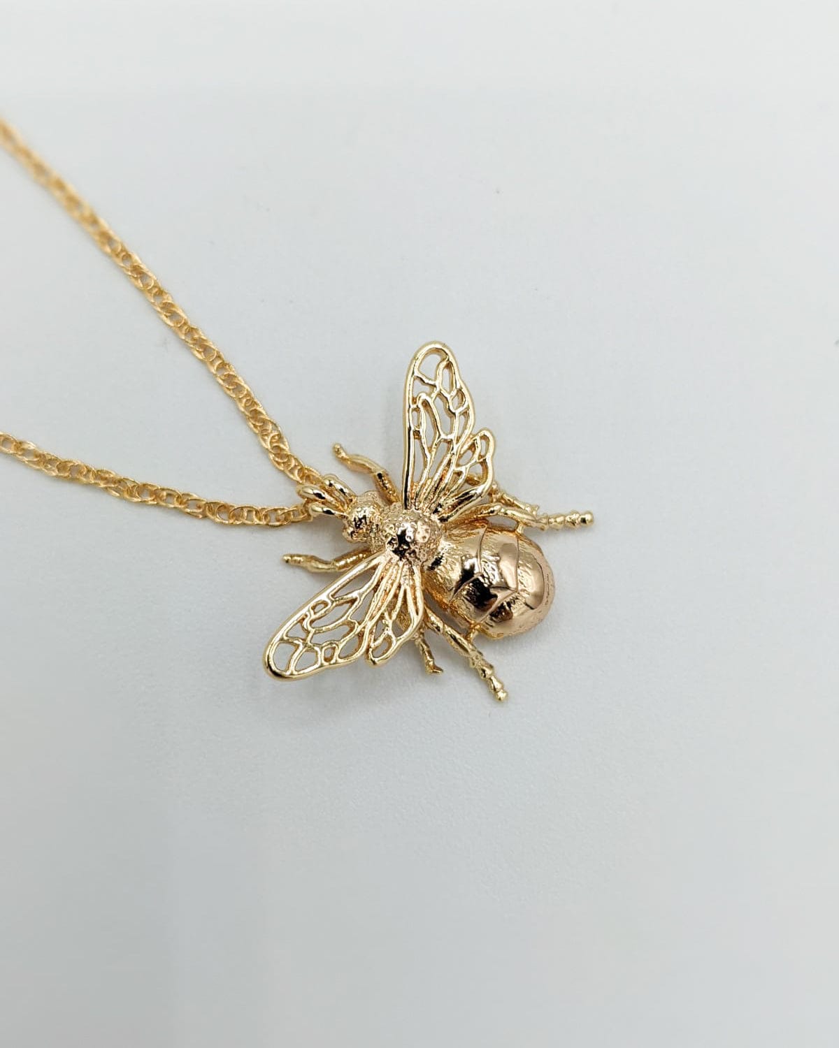 Gold plated bumble bee necklace. 14k gold filled chain with pendant. 