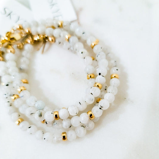 moonstone gemstone bracelet with gold filled findings and accents